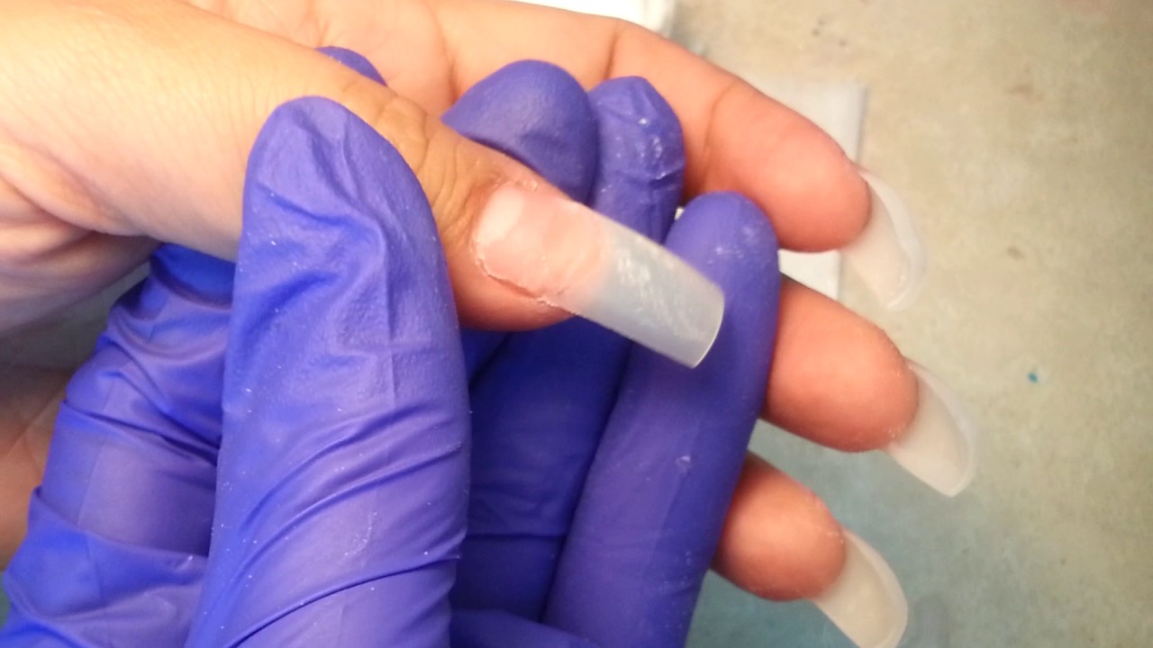 How to Glue Nail Tips & One Ball Method Acrylic Long Finger Nails