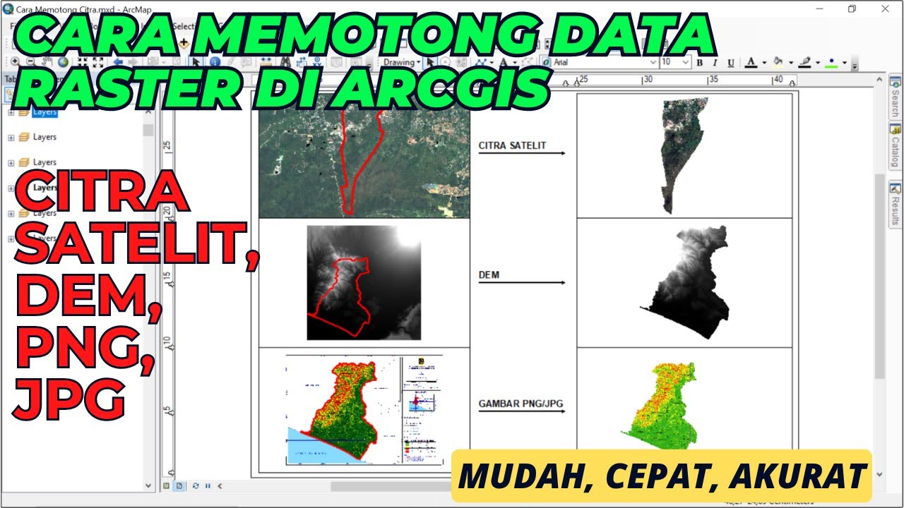 Cara Memotong Citra Satelit / Data Raster (DEM, Gambar JPG PNG) dengan Batas SHP Polygon di ArcGIS