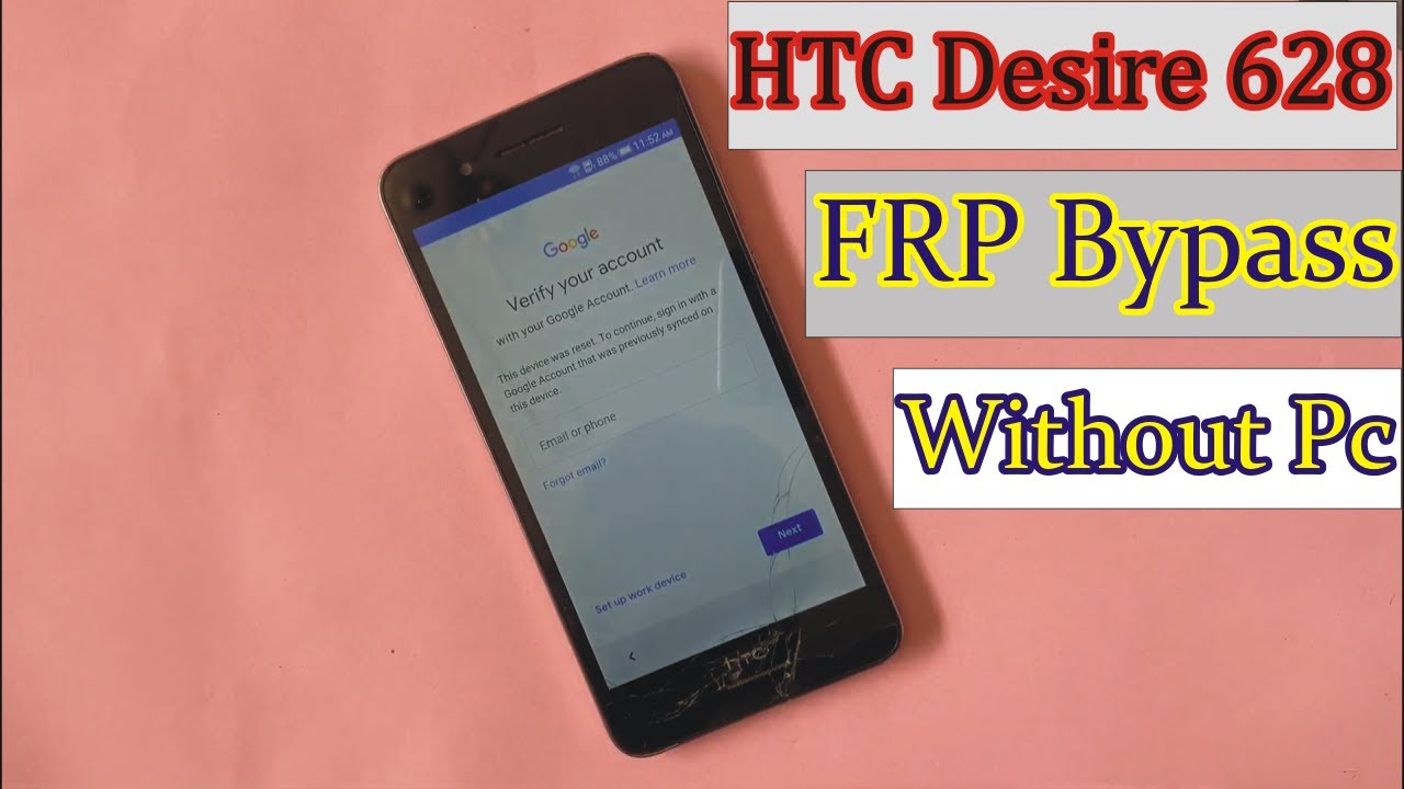 HTC Desire 628 FRP Unlock or Google Account Bypass (Without PC)