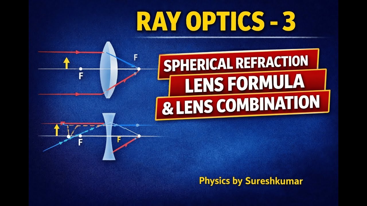 Ray Optics | Class 12 Physics | Video 3 | Spherical Refraction, Lens Formula & Lens Combination |