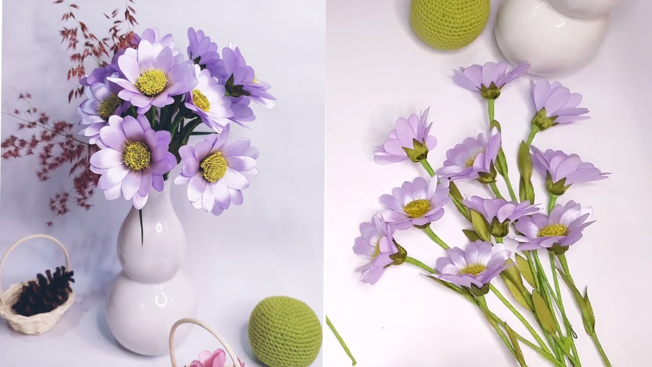 DIY | How To Make Aster Satin Ribbon Flower Easy