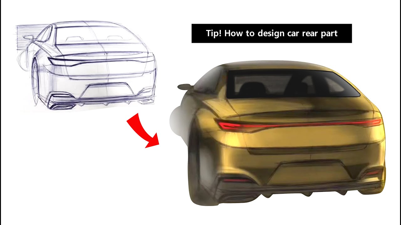 Car rear part design (Tip! using perspective box shape) 자동차 리어 부분 디자인하는 방법
