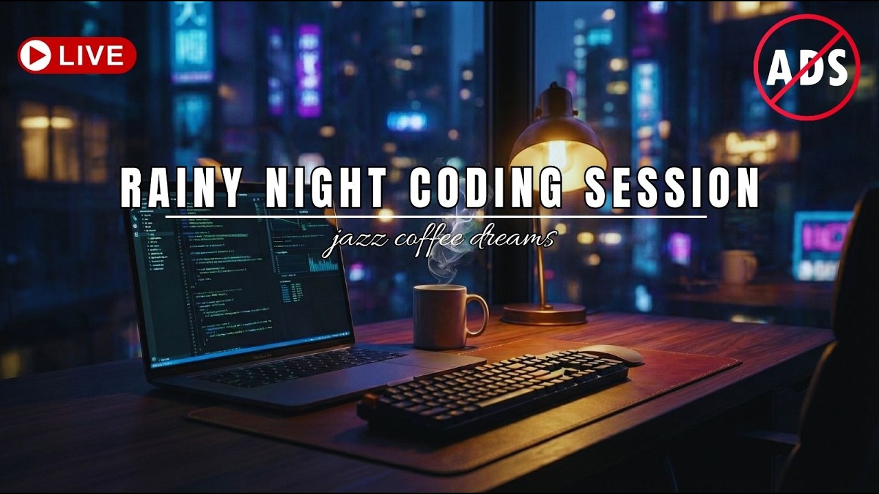 Rainy Night Coding Session 💻 Smooth Jazz Ambience for Deep Focus & Work