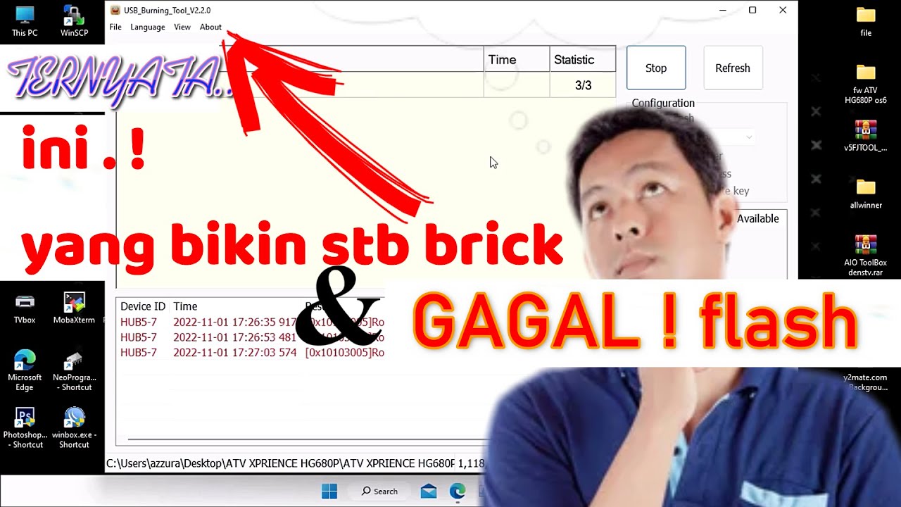 ANTI GAGAL FLASH STB trik cara setting ubt USB BURNING TOOL ANDROID TV BOX flasher