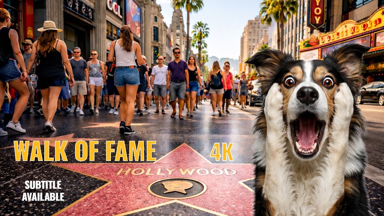 Hollywood Boulevard Walk — Walk of Fame in Real Life 4K | No Music, No Talking