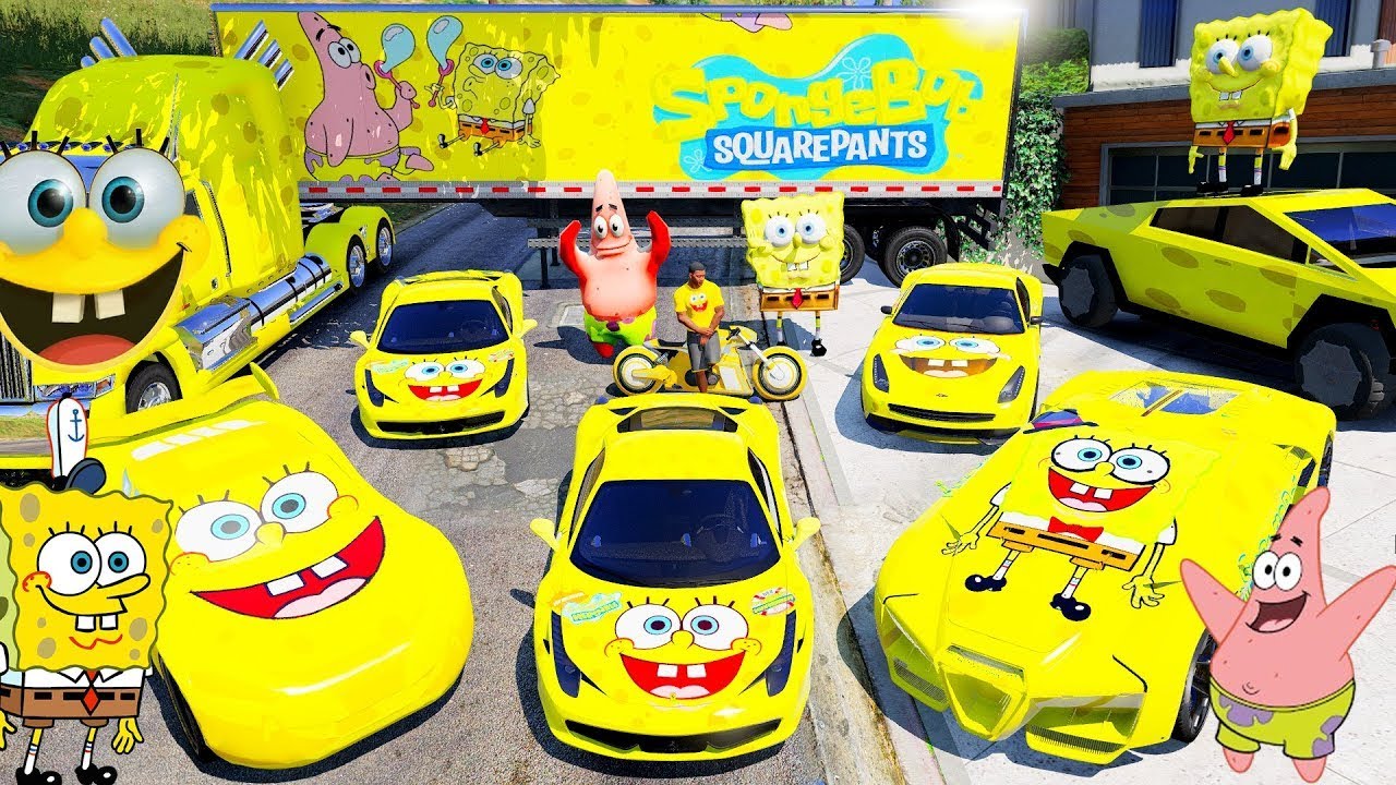 GTA 5 - Stealing SPONGEBOB CARS With Franklin | (Real Life Cars 