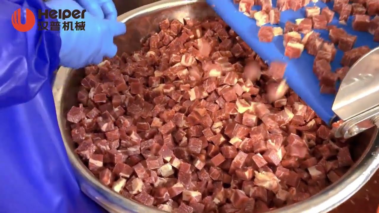 Industrial Dicing Machine. Frozen Meat Dicer Machine.