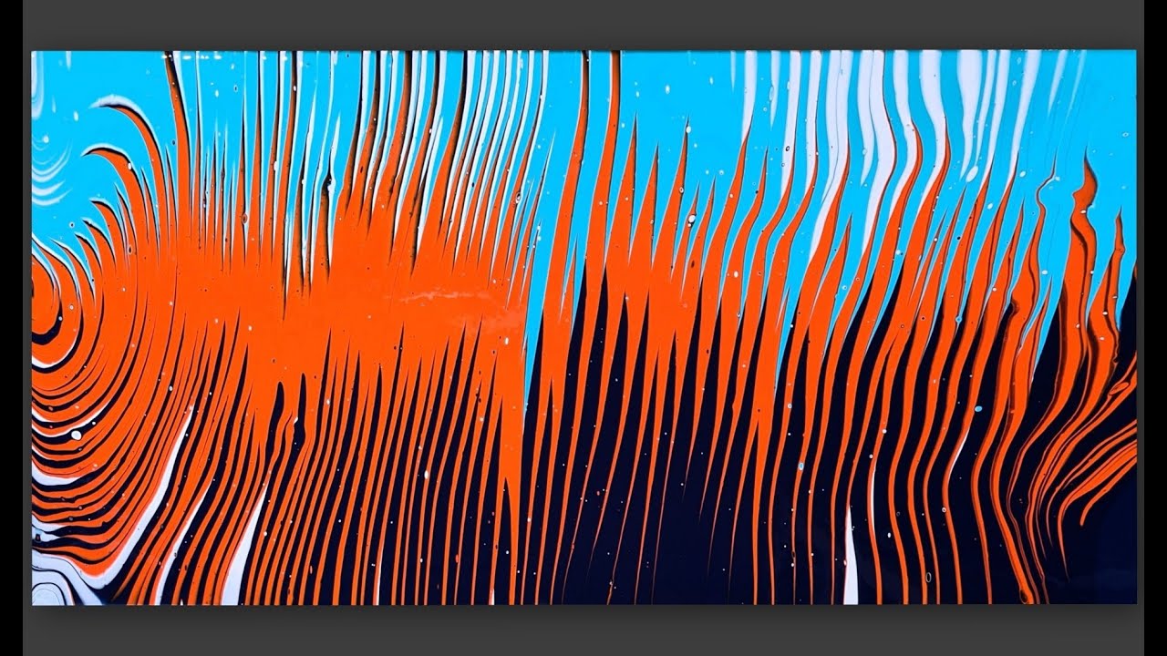 #932 Amazing Acrylic Travelling Ring Pour In Split Cup Using Blues And Orange