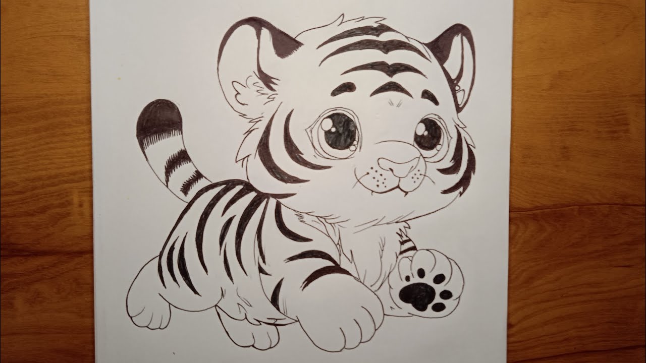 Cute Baby Tiger Drawing 🐯 | Easy Pencil Drawing Step by Step | Satisfying Art