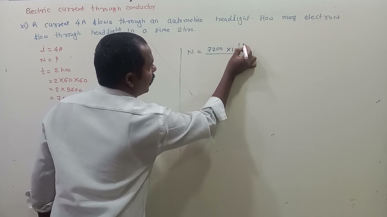 A current flows through a cond | Electric current through conductor Class 11 numerical #physics