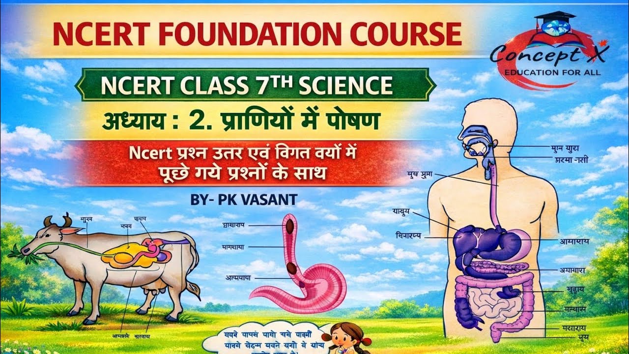 NCERT Class 7 Science Chapter 2 प्राणियों में पोषण| Nutrition in Animals Complete Video #conceptx