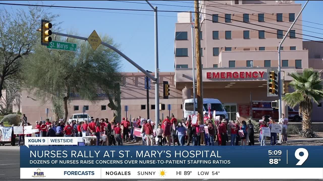 Nurses rally at Carondelet St. Mary's Hospital over staffing concerns