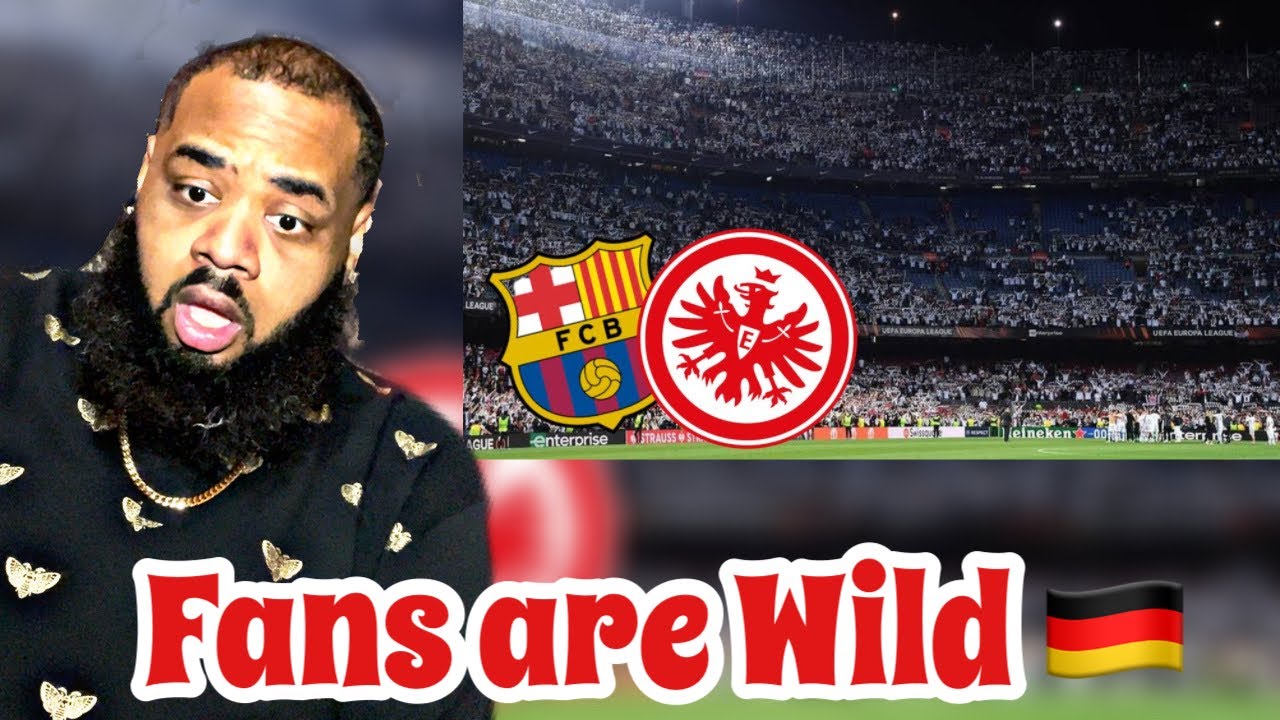 AMERICAN REACTS to Eintracht Frankfurt mit 30.000 Fans in Barcelona ⚽️