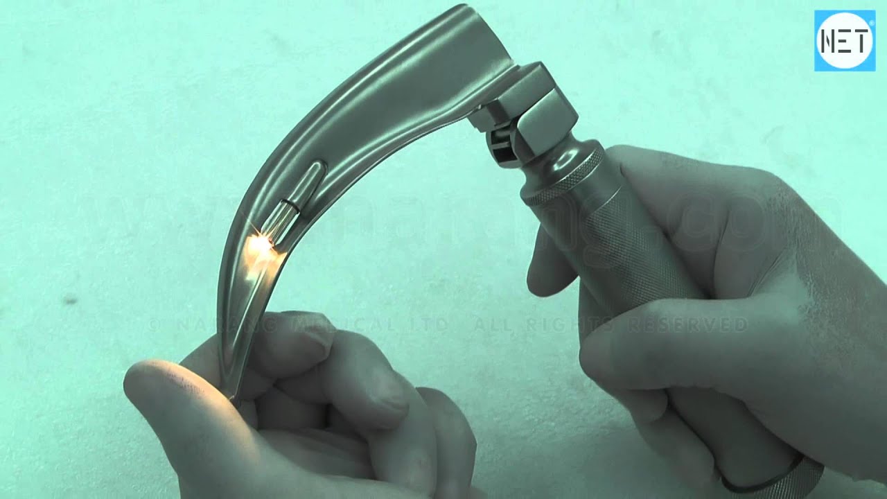 Mc-intosh Laryngoscope Set with Handle & 4 Blades, Satin/Dull Finish. Item Code: LS014
