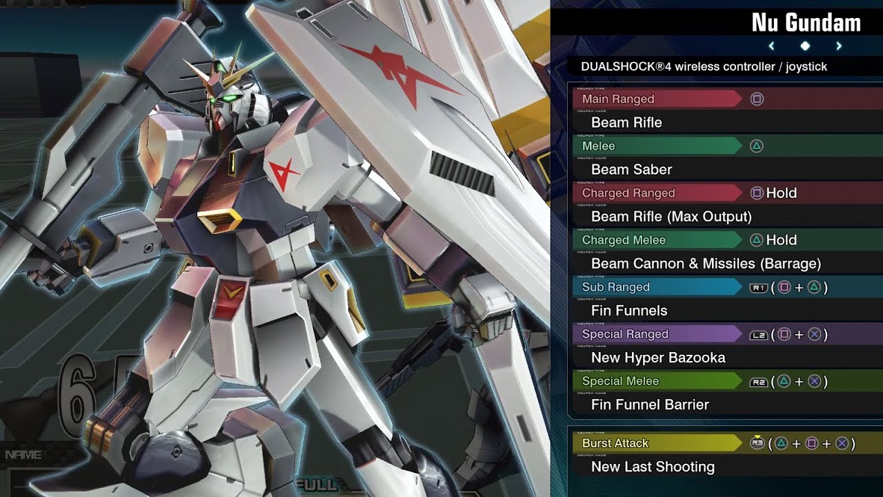 Nu Gundam - Gundam Extreme Versus Maxi Boost ON Combo Guide