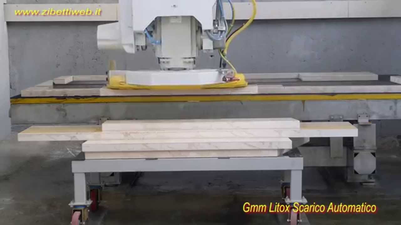 Fresa a ponte CNC - Gmm LITOX CNC - Taglio Davanzali in Marmo con Scarico Automatico