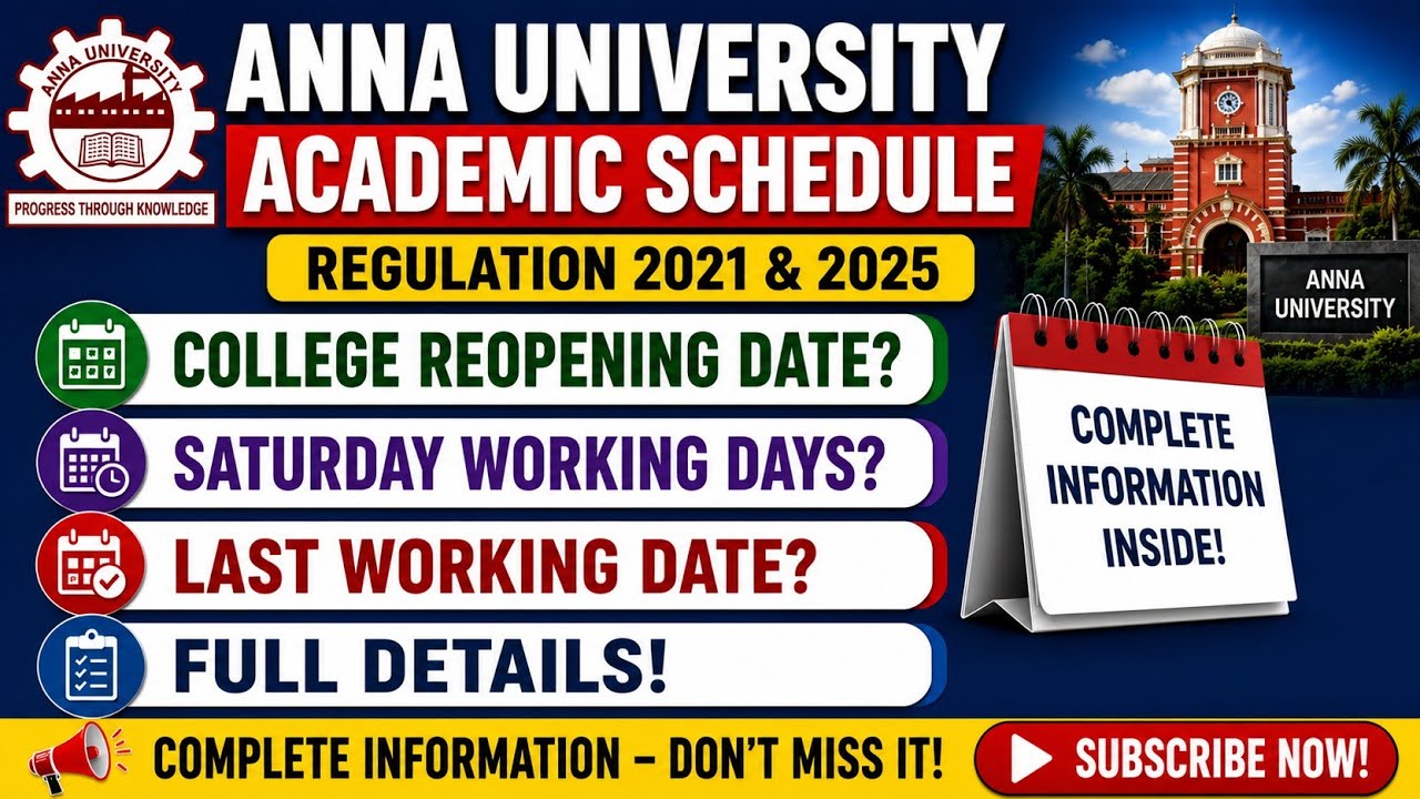 Anna University Academic schedule|july Nov 2026|reopening date|R-2021&2025 @universitylearnersதமிழ் 