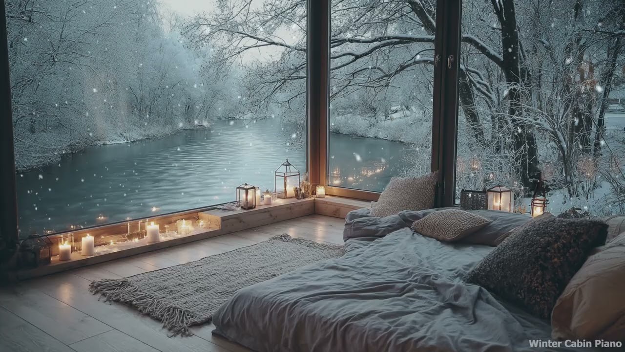Winter Forest Bedroom – Gentle Piano & Falling Snow Ambience