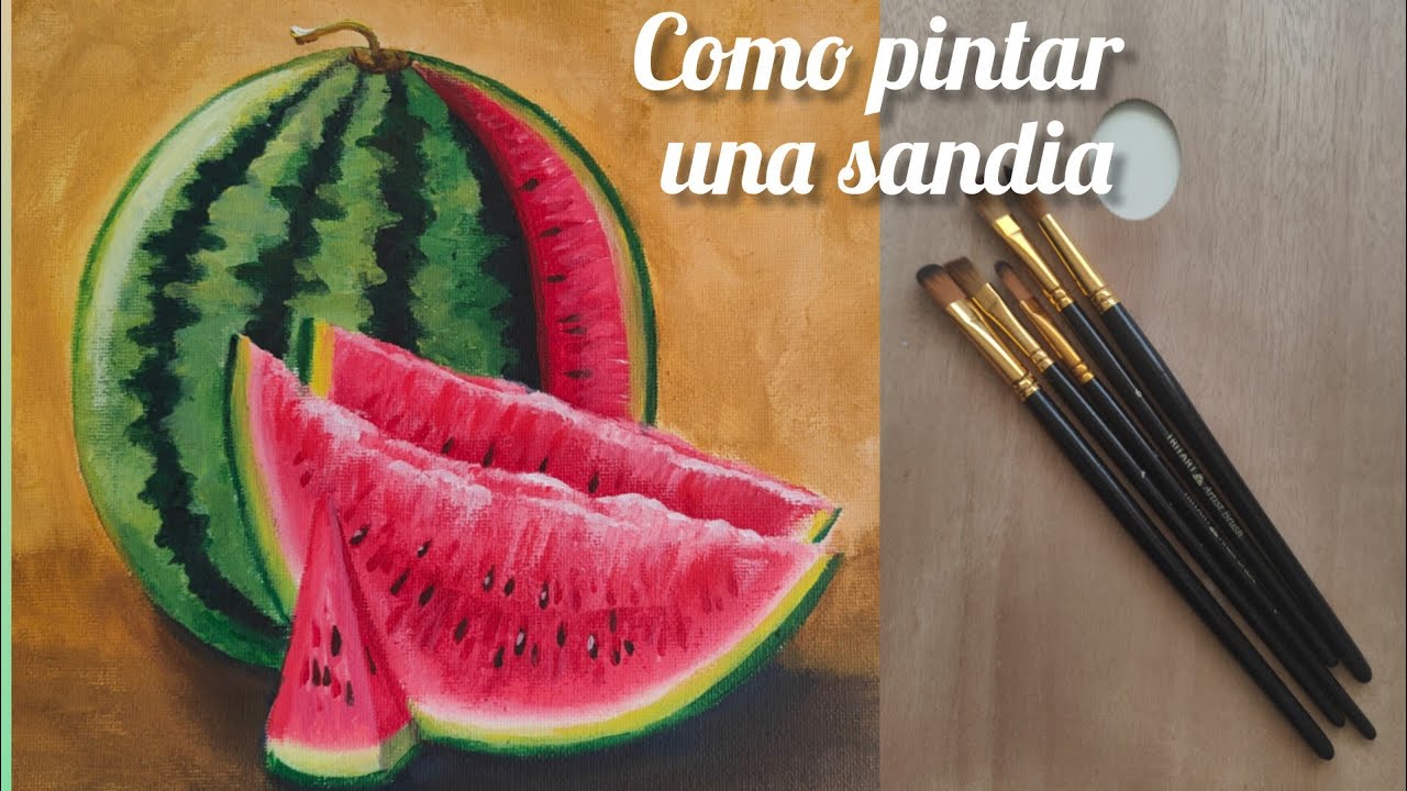 Como Pintar una Sandia realista/Paso a Paso/Pintura con acrílico u óleo