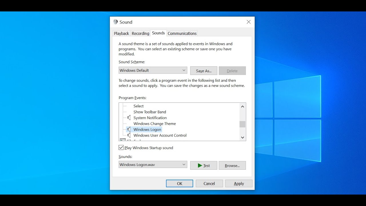 Как изменить звук запуска windows 10