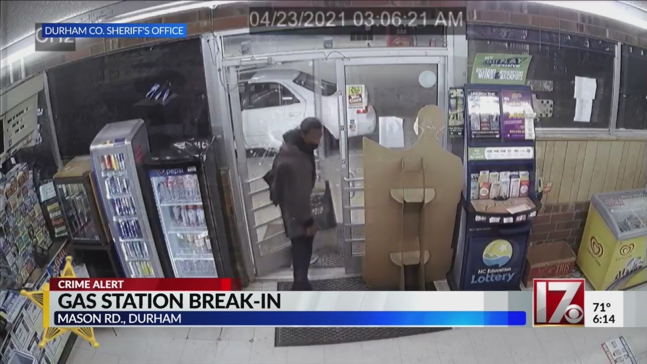 Thief steals cash register after smashing in door at Durham County gas station