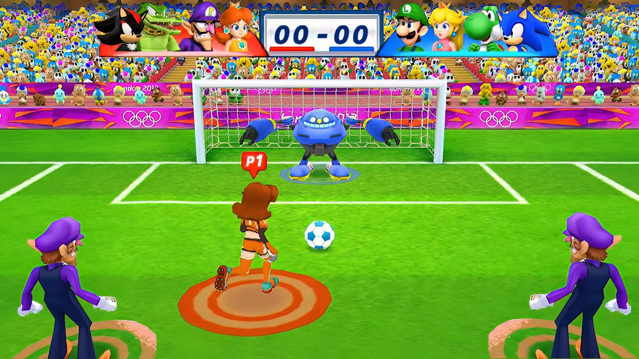 Mario & Sonic at the London 2012 Olympic Games Football Waluigi, Daisy, Vector, Shadow