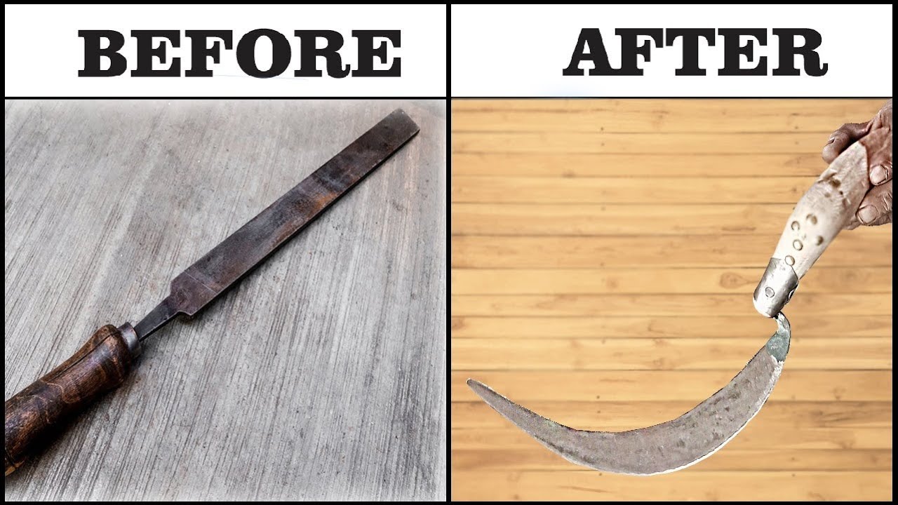 Turning file into sharp sickle - Amazing Iron Work