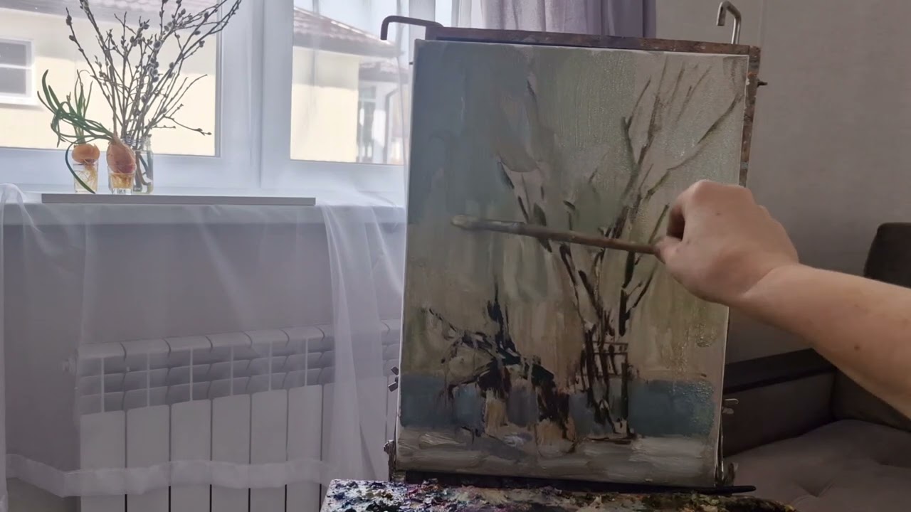 Весна на подоконнике. Живопись в контражуре.