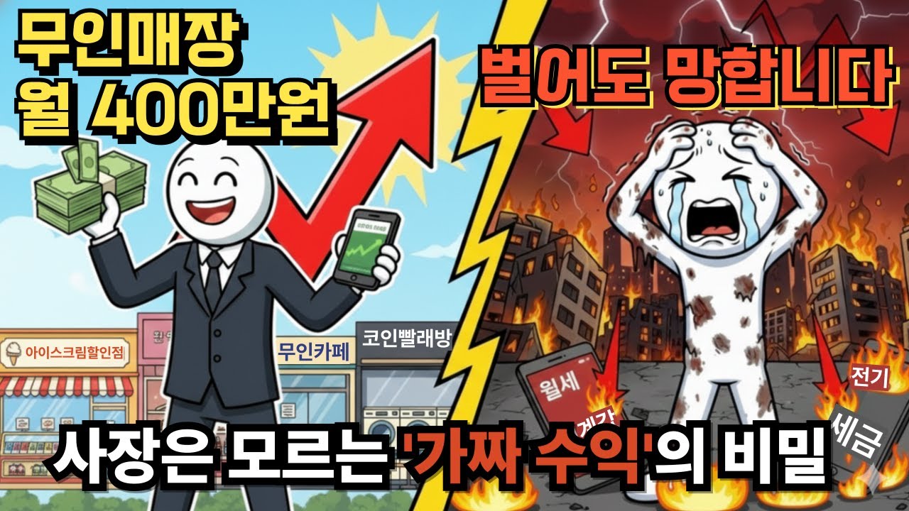 무인 창업 순수익 계산법: 매출 400만 원인데 적자 나는 진짜 이유 (아이스크림, 카페, 빨래방 총정리)
