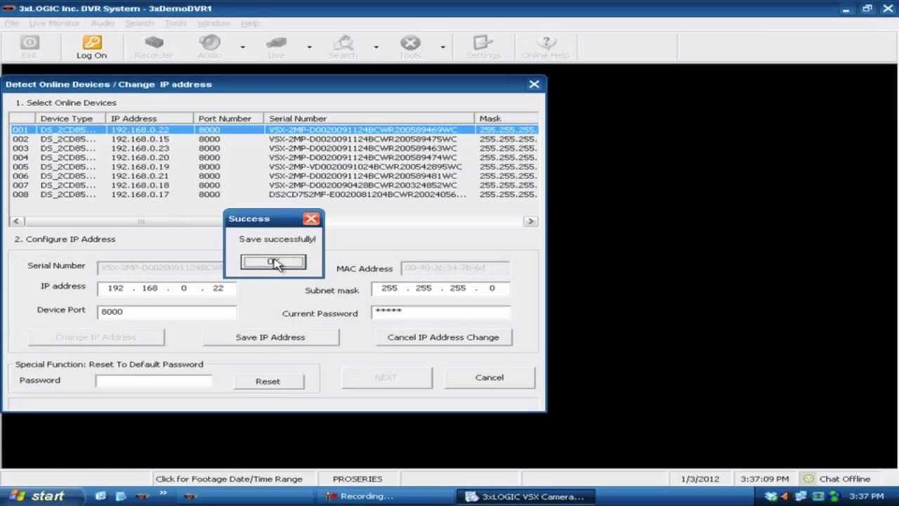 Configuring an IP Camera Using the VISIX IP Setup Utility