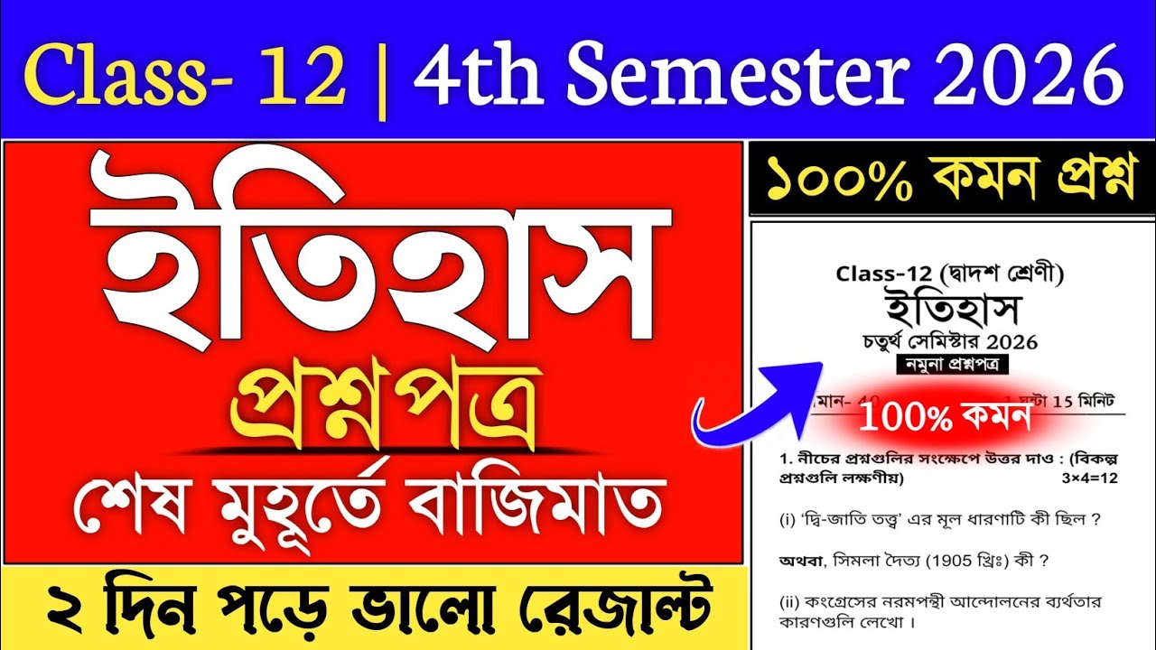Class 12 4th Semester History Suggestion 2026 | history suggestion 2026 class 12 4th semester