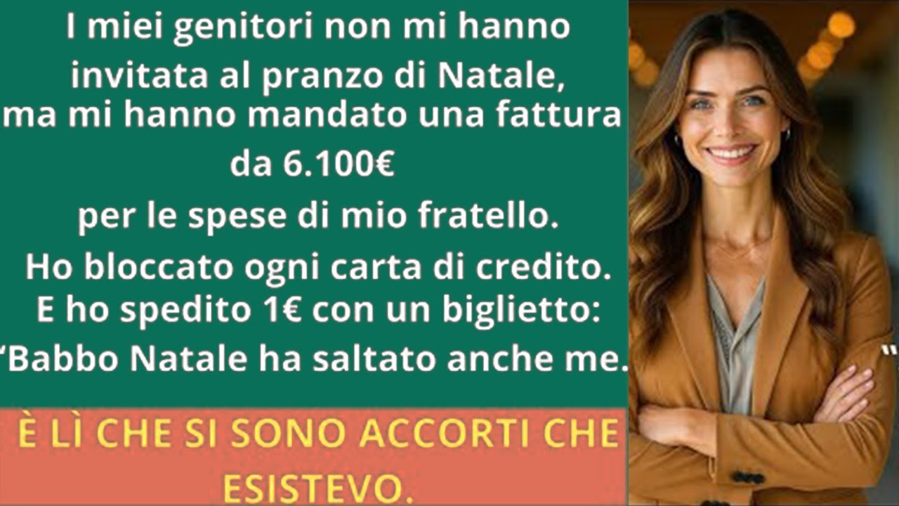 I miei genitori non mi hanno invitata al pranzo di Natale…ma mi hanno mandato una fattura da 6.100€