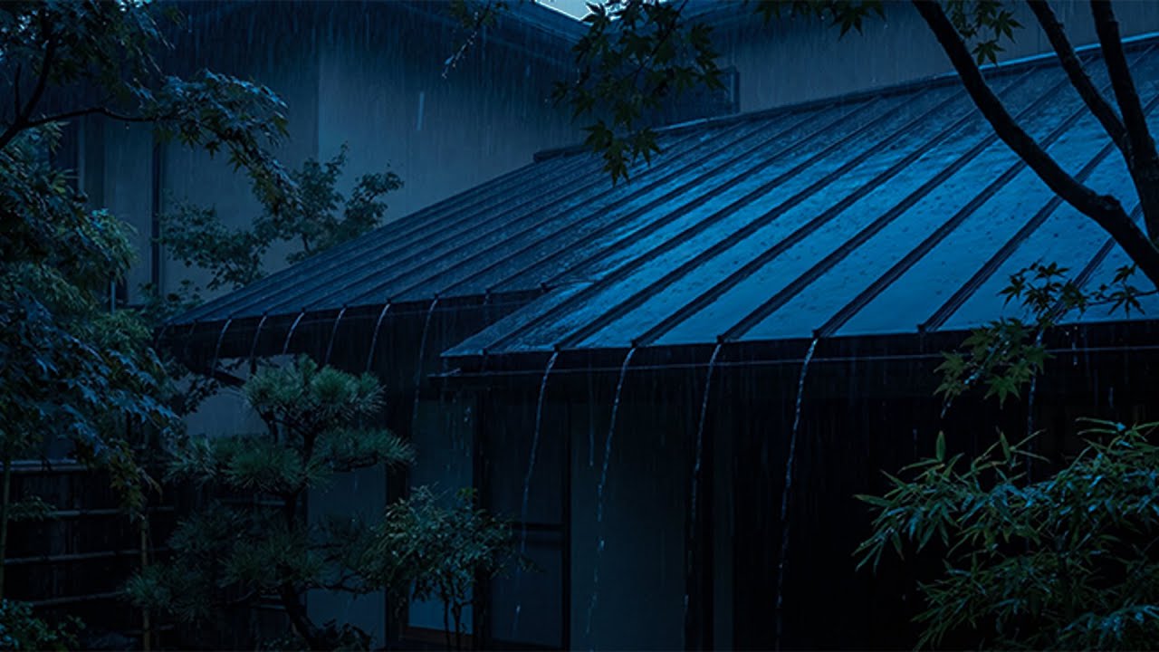 Heavy Rain in Quiet Garden on Tin Roof 🌧️ | Fall Asleep in 2 Minutes with  Night Storm (NO ADS)