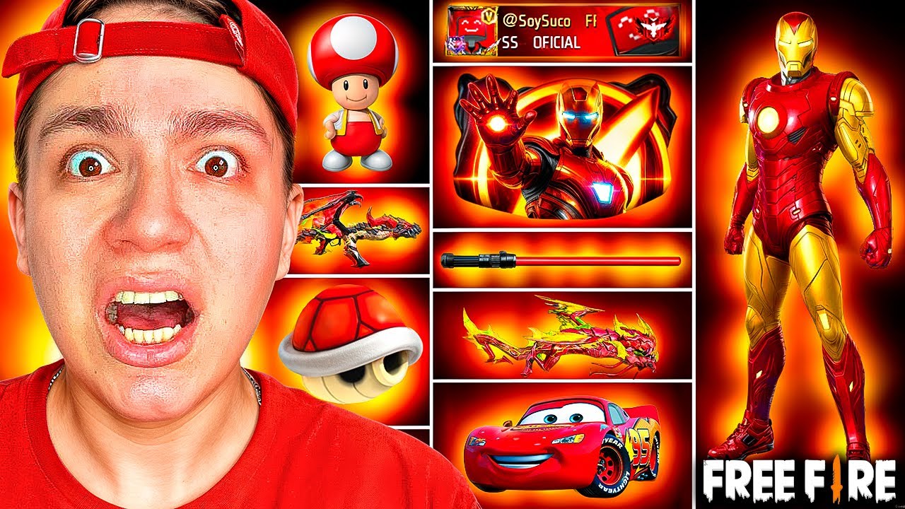 SOLO PUEDO USAR COSAS ROJAS EN FREE FIRE😱❤️!!