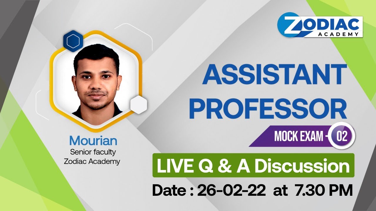 ASSISTANT PROFESSOR 2022  Mock Exam -02 (Q&A discussion) ||