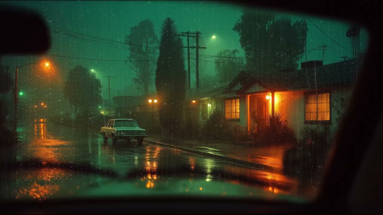 Rainy Car Window Night View with Soothing Rain Sounds for Escape and Deep Relaxation