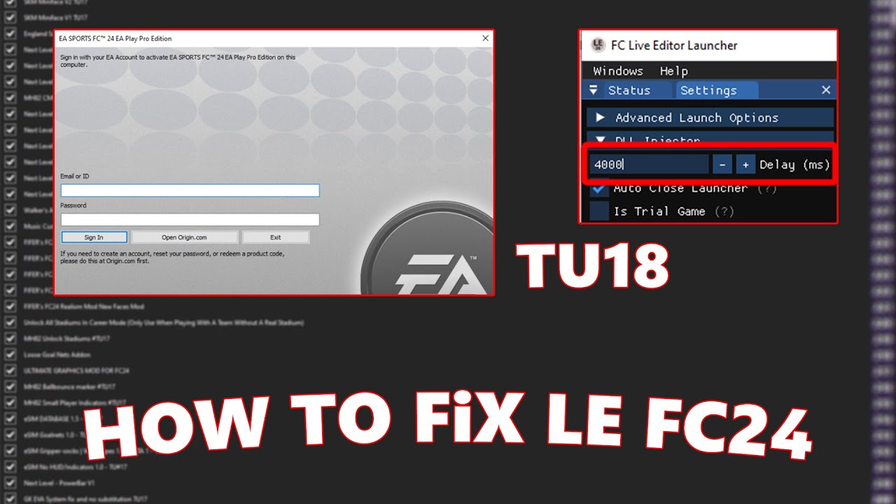 FC24 HOW TO FIX RUN LIVE EDITORS TU18 SUB