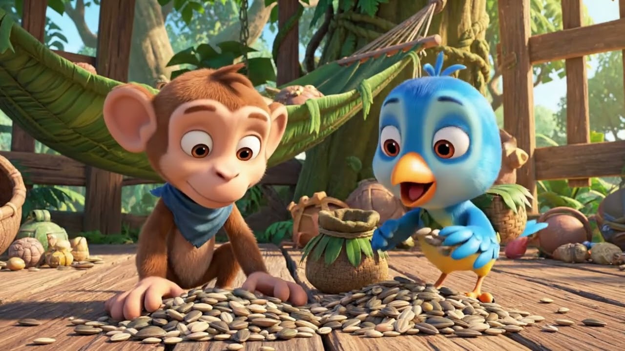 El Monito y el Pajarito Recolectan Semillas 🌻🐒🐦 | Cuento de Amistad