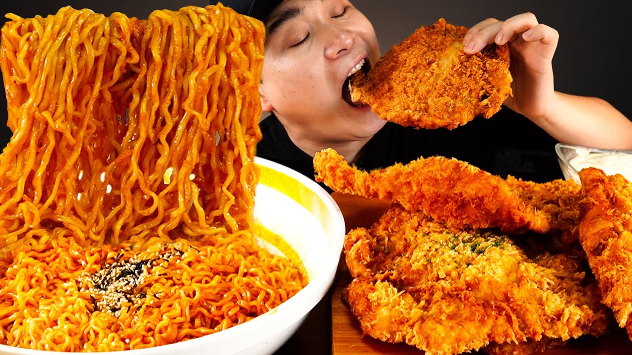 불닭볶음면과 대왕돈까스의 맛있는 조합 먹방~!! 리얼사운드  ASMR Mukbang(Eating Show)