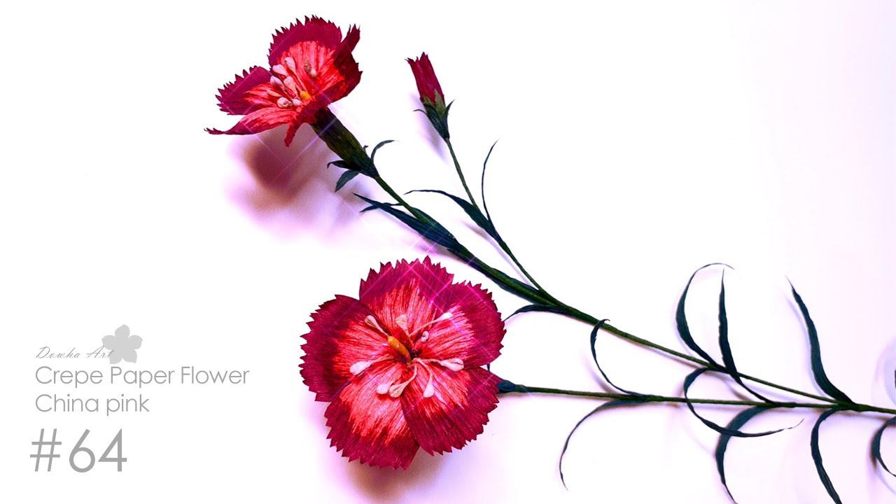 China pink - How to make crepe paper flower China pink making tutorial n.64 | DIY | Healing