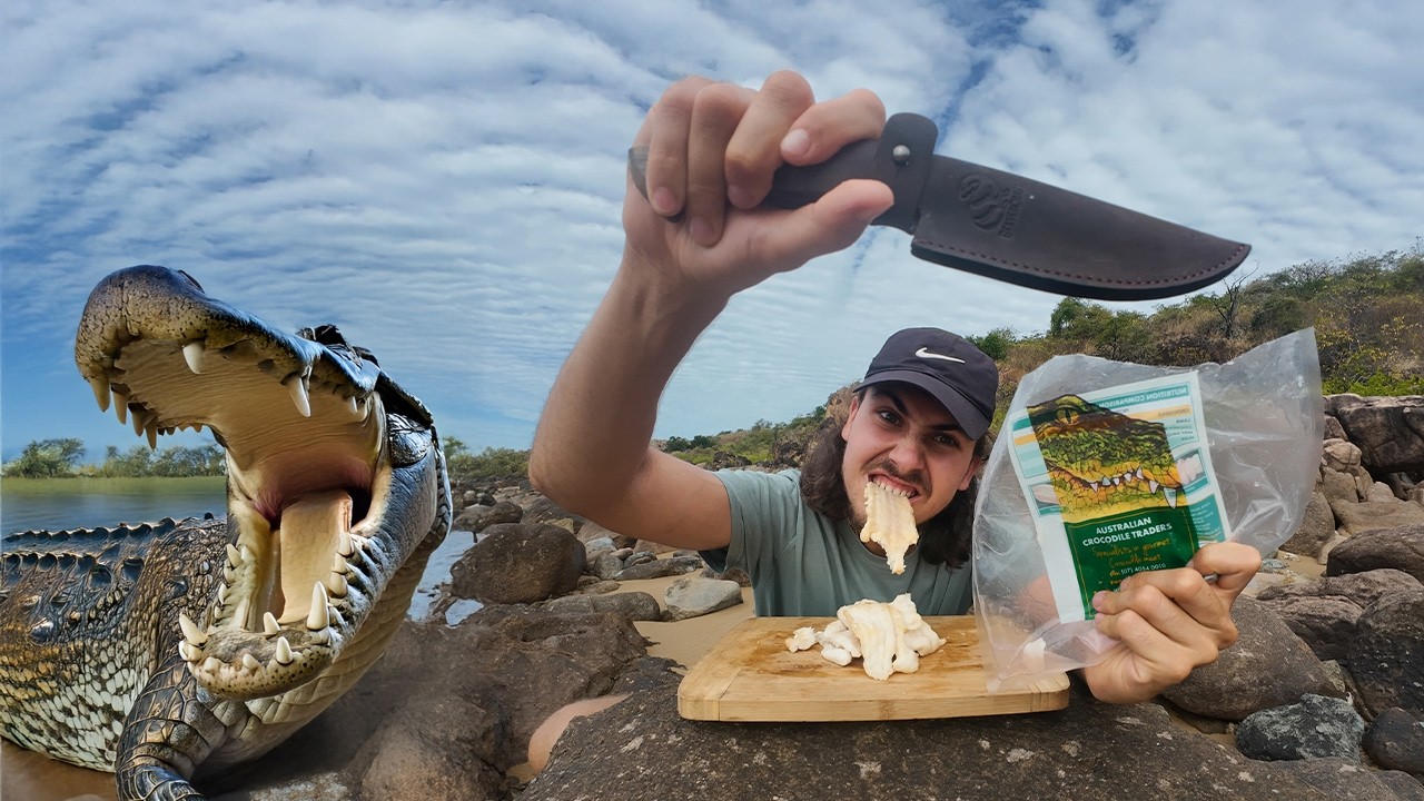 Cooking CROCODILE TAIL in the Wild 🐊 | You Won’t Believe How This Tastes (Bushcraft Style)
