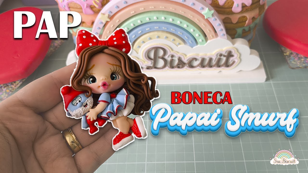 BONECA APLIQUE PAPAI SMURF EM BISCUIT – PAP COMPLETO💙