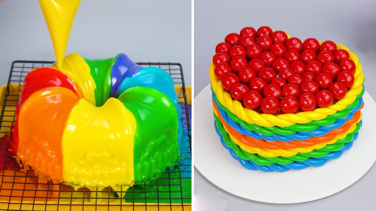 So Perfect! 😍 How To Make The Ultimate Rainbow Bundt Cake | Tasty Dessert
