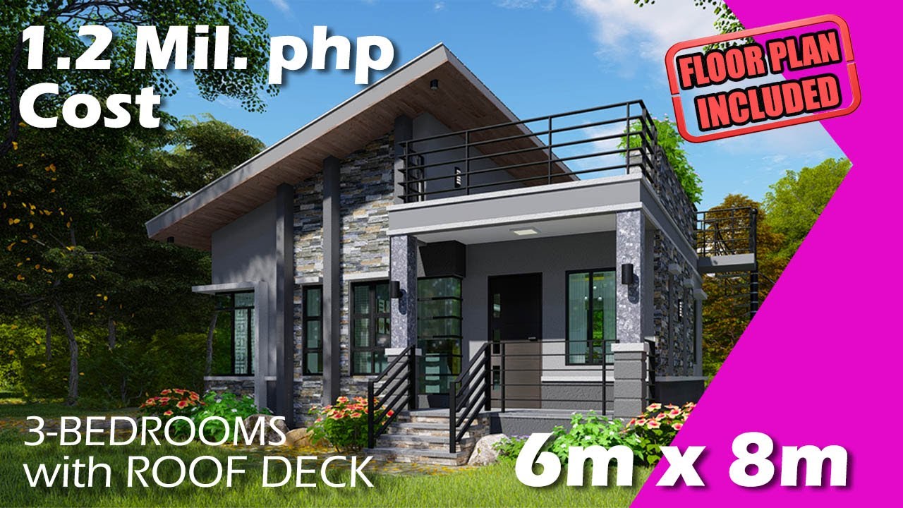 3 Bedroom Small House Design with Roof Deck | Floor Plan  |6m x 8m | OFW DREAM HOUSE