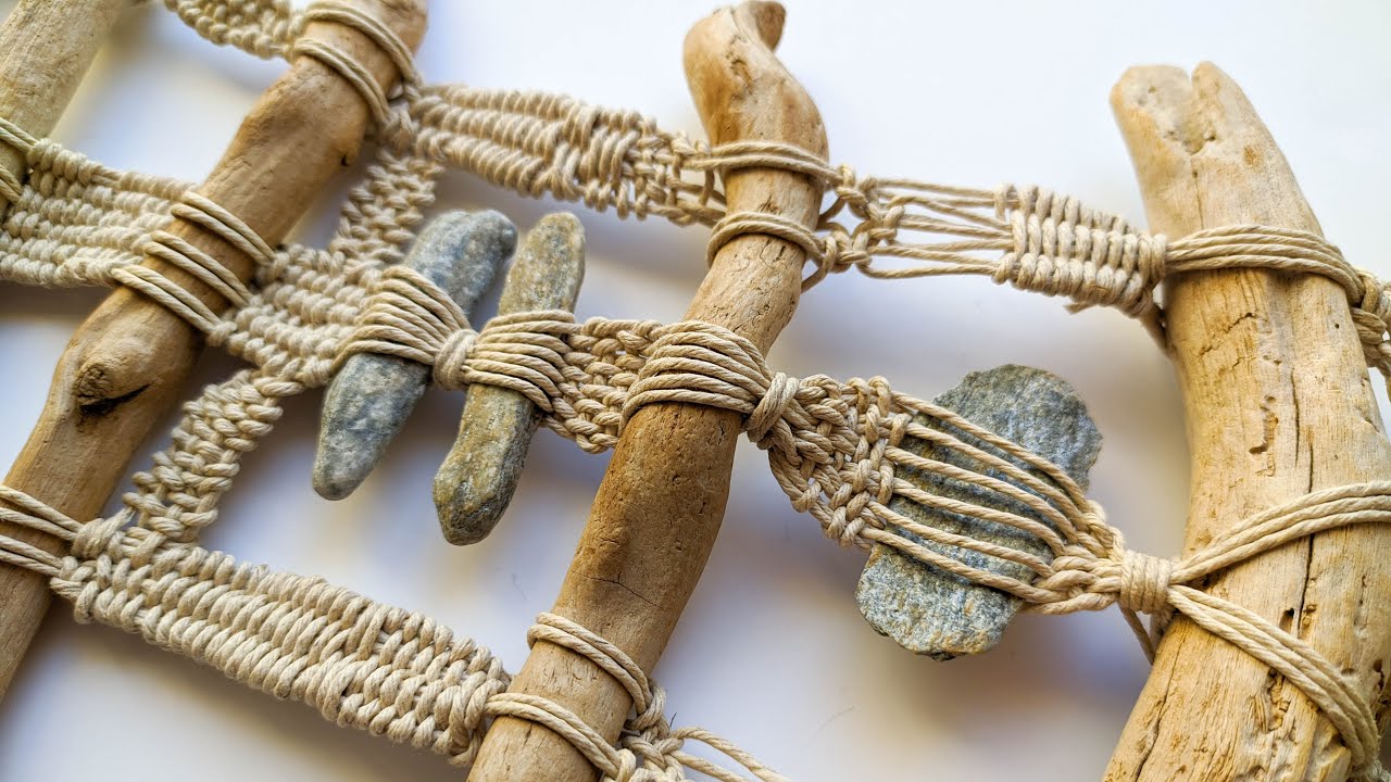 Driftwood weaving projects : weaving sea shore found objects, driftwood wall art sculpture