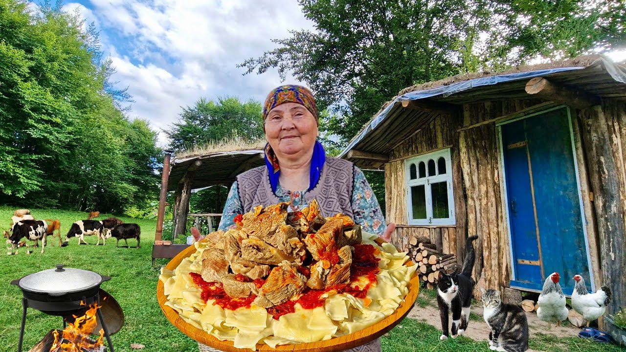 Бабушка Приготовила Пирог с Мясом и Картошкой. Готовим Хинкал с Мясом. Вкус Деревни