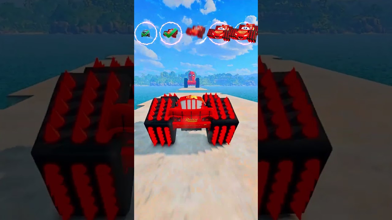 Mcqueen car with head Spider man vs Police cars
