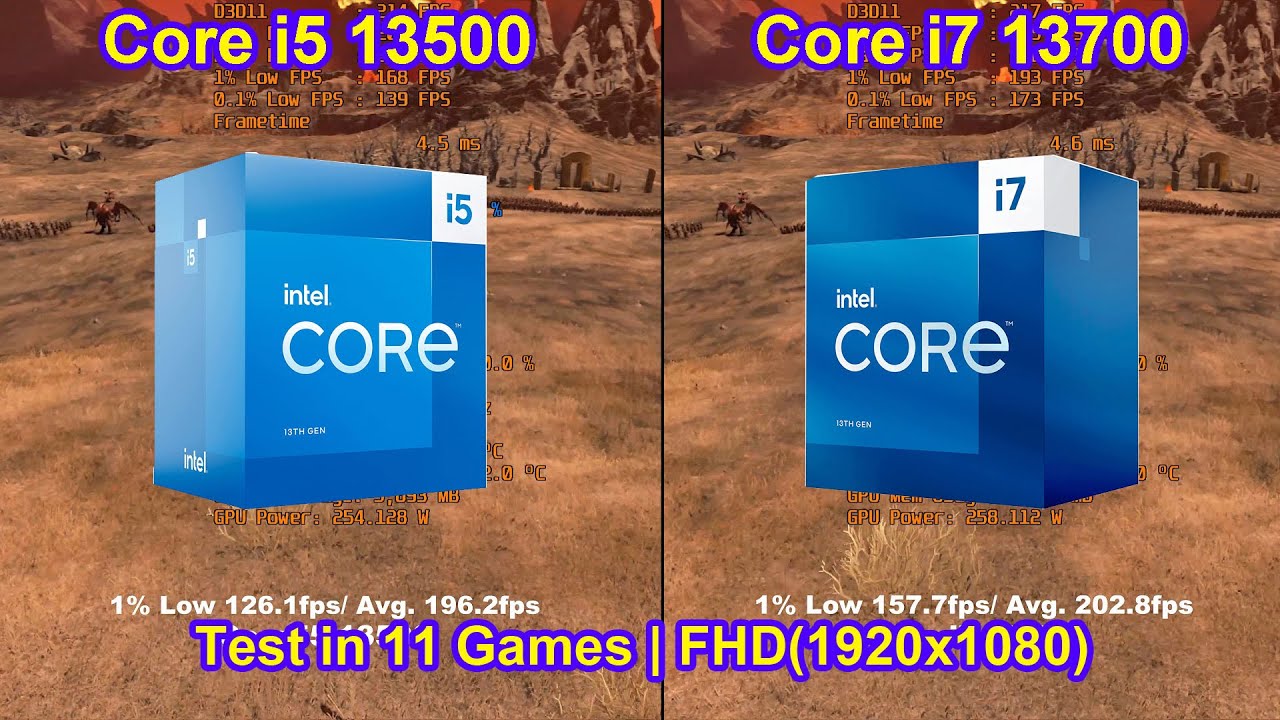Core i5 13500 vs Core i7 13700 + GeForce RTX 4080 16GB - Test in 11 Games | FHD(1920x1080)