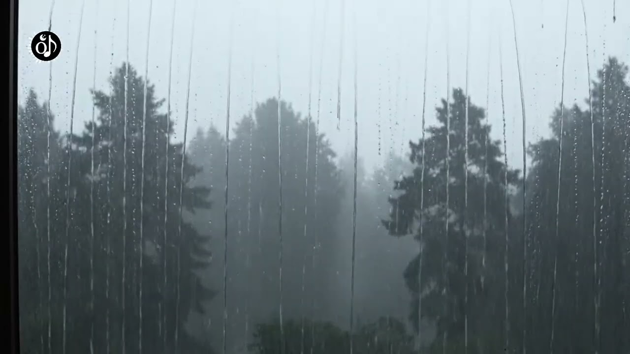 Heavy Rain on Window | Dark Screen, Steady Rain Sound - No Thunder