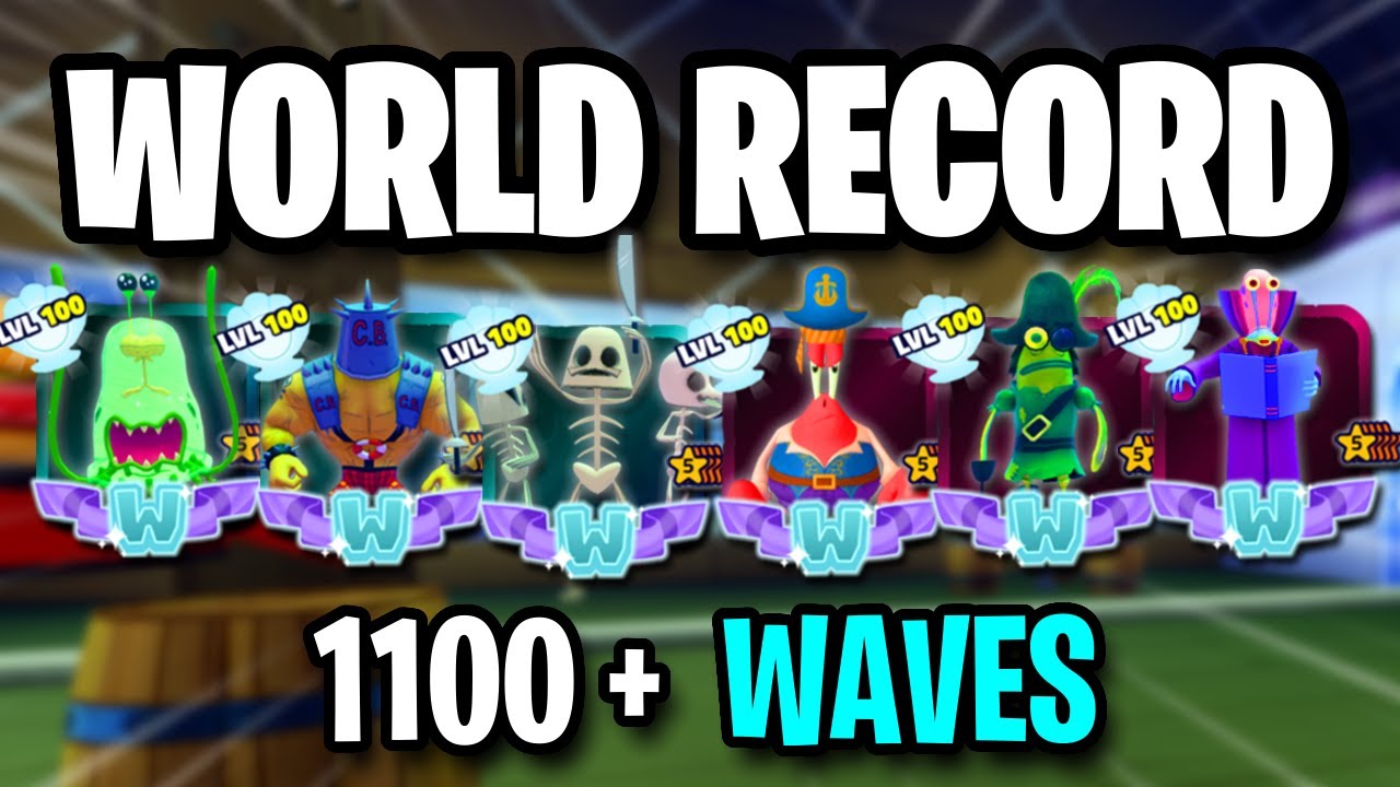 I BEAT THE ENDLESS WORLD RECORD IN SPONGEBOB TOWER DEFENSE (1200 ??? Waves INSANE)